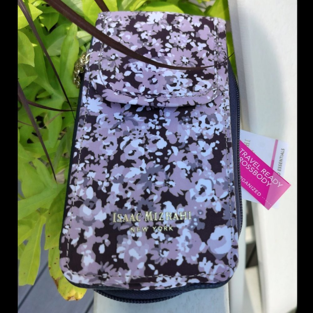 Izaac Mizrahi - Crossbody, Lavender/Grey Floral w/Gold Hardware
